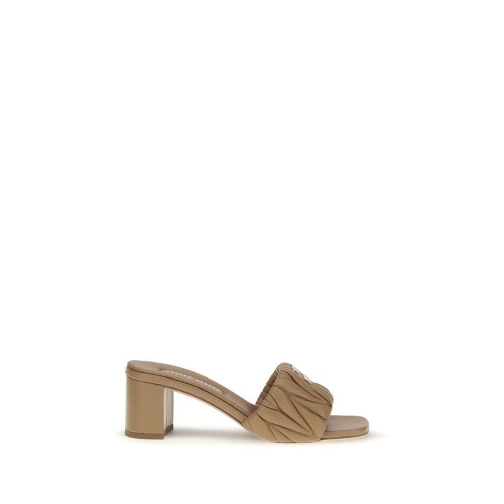 Miu Miu Beige Lamb Ovis Aries Aries Platform Women's Sandals